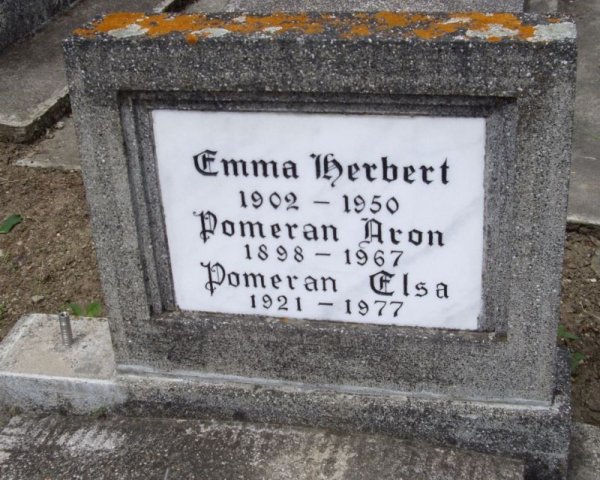 Pomeran Aron 1898-1967 Herbert Elsa 1921-1977 Grabstein